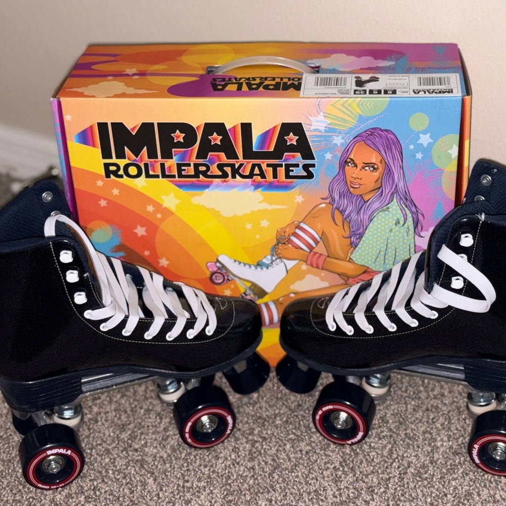 Brand New Black Glitter Impala Roller Skates
